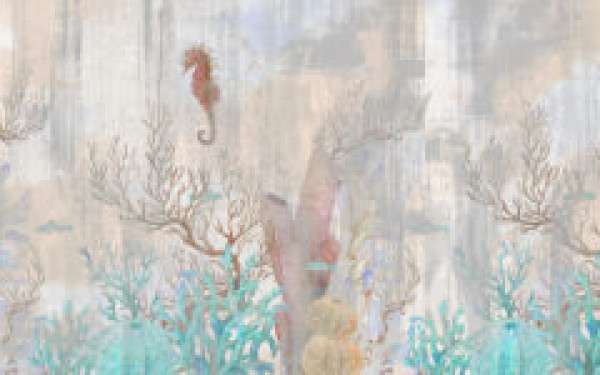 Watercolor,Nautical,Seamless,Border.,Hand,Painted,Underwater,Repeating,Ornate,With